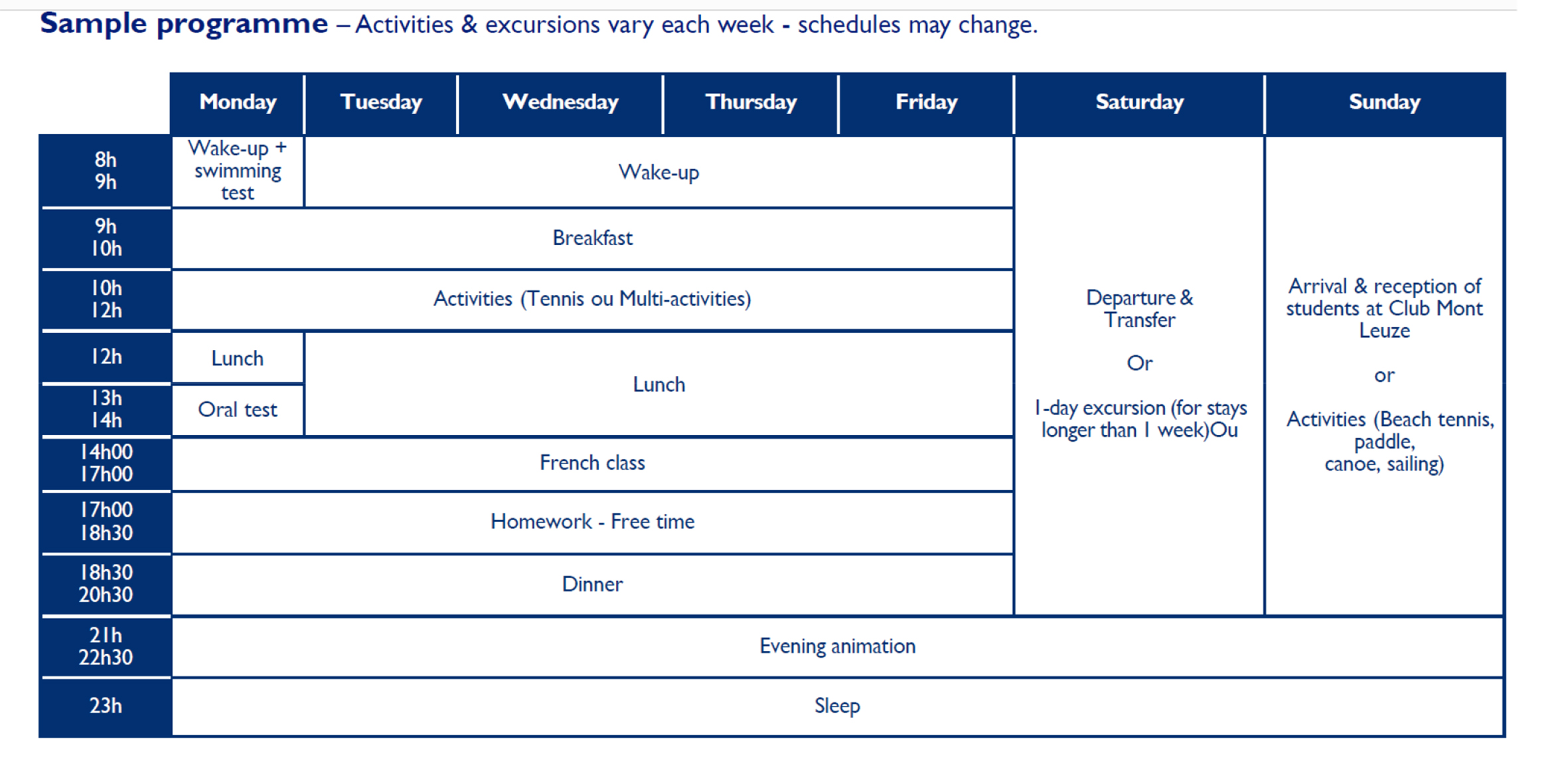 timetable